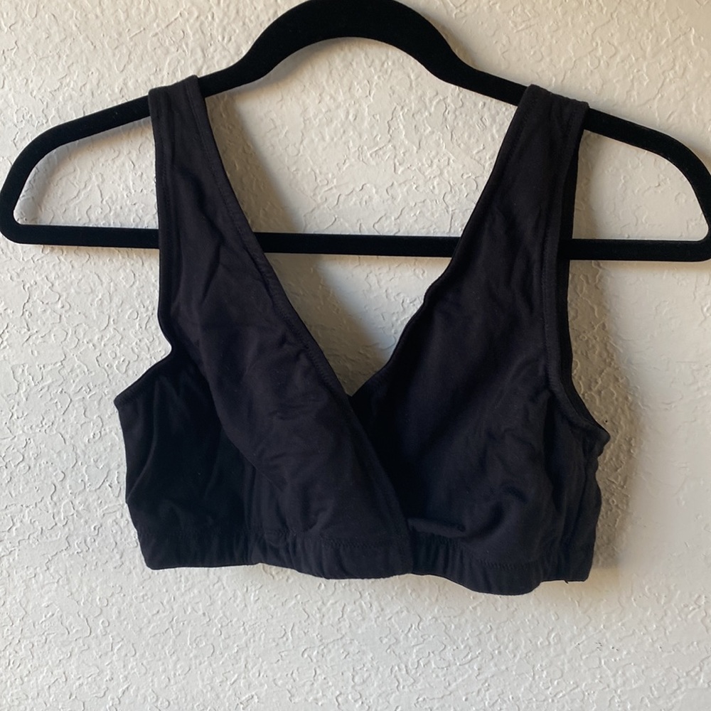 Motherhood Maternity Wrap and Nursing Sleep Cotton Bra - Black / M